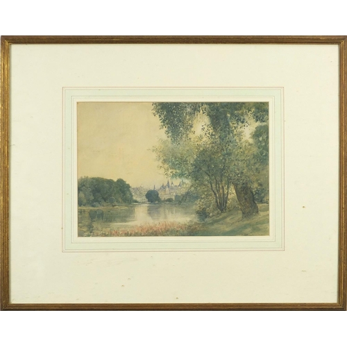 722 - Peter Alexander Hay - St. James Palace, London, watercolour, mounted, framed and glazed, 34.5cm x 24... 