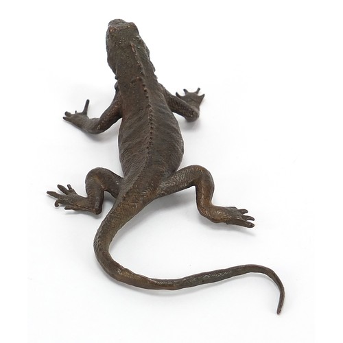 294 - Large Japanese patinated bronze lizard, 15cm in length