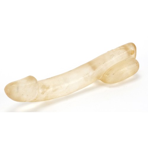 230 - Islamic carved crystal phallus, 28.5cm in length