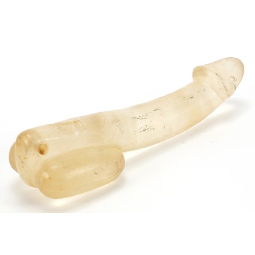 230 - Islamic carved crystal phallus, 28.5cm in length