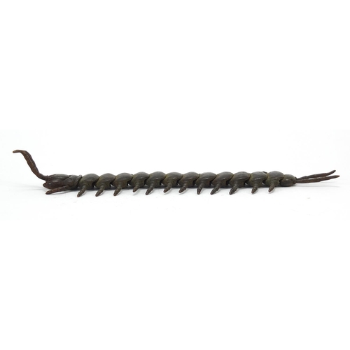 258 - Japanese patinated bronze articulated centipede, 15.5cm in length