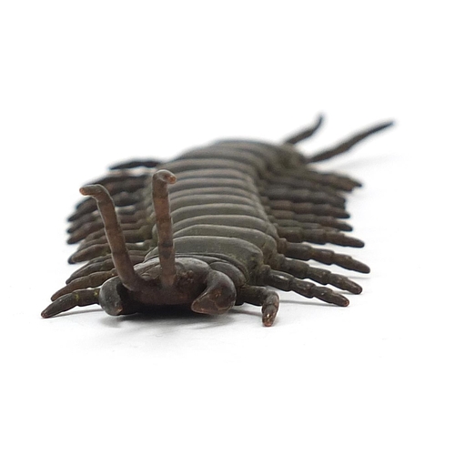 258 - Japanese patinated bronze articulated centipede, 15.5cm in length