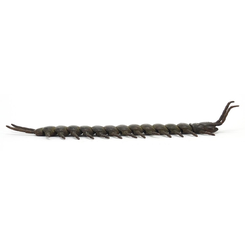 258 - Japanese patinated bronze articulated centipede, 15.5cm in length