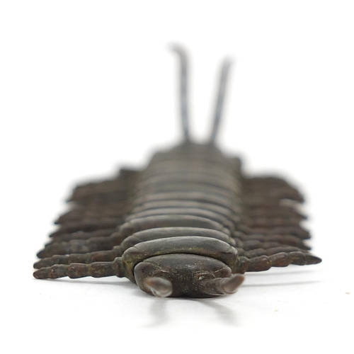 258 - Japanese patinated bronze articulated centipede, 15.5cm in length