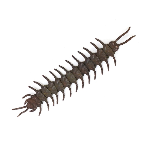 258 - Japanese patinated bronze articulated centipede, 15.5cm in length