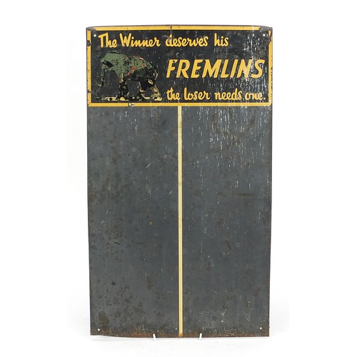 687 - Vintage Fremlin's Ale advertising tin darts scoreboard, 60.5cm x 35.5cm