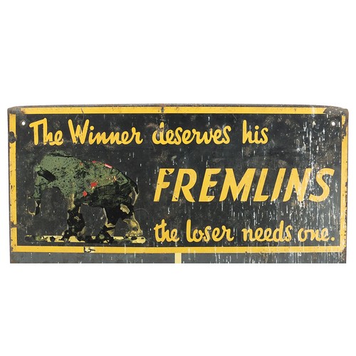 687 - Vintage Fremlin's Ale advertising tin darts scoreboard, 60.5cm x 35.5cm