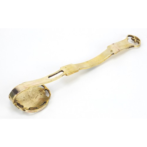 836 - Chinese bronze and hardstone ruyi sceptre, 31cm in length