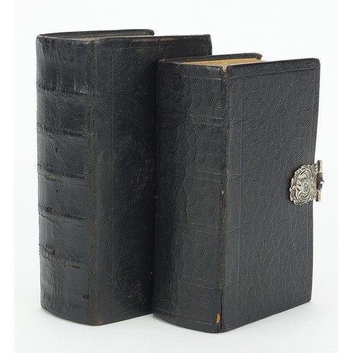 961 - Two 19th century Dutch leather bound books with silver mounts