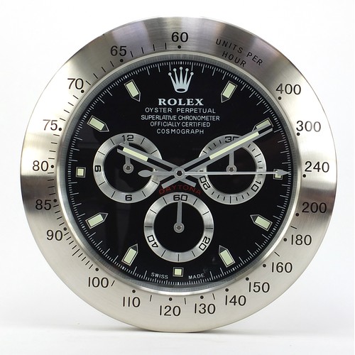 992 - Rolex Daytona design dealer's display wall clock, 34cm in diameter