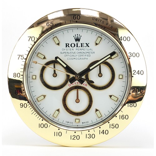 1035 - Rolex Daytona design dealer's display wall clock, 34cm in diameter