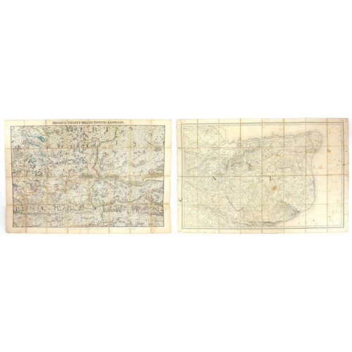 636 - Two 19th century canvas backed Ordinance Survey maps including Thirty Miles Around London and Kent, ... 