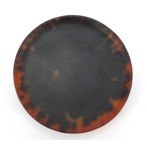 732 - Chinese rhinoceros horn snuff dish, 7cm in diameter