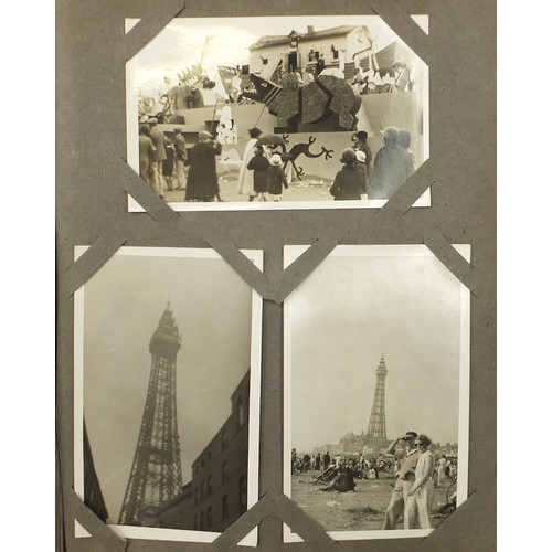 439 - Early 20th century postcards arranged in an album, predominantly photographic including railway loco... 