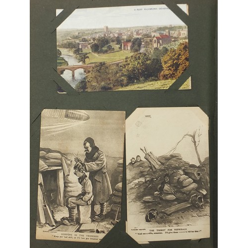 440 - Good album of early 20th century postcards arranged in an album, some military interest including Br... 