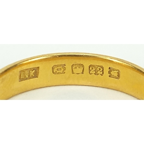697 - George V 22ct gold wedding band, London 1919, size N, 3.3g - this lot is sold without buyer’s premiu... 