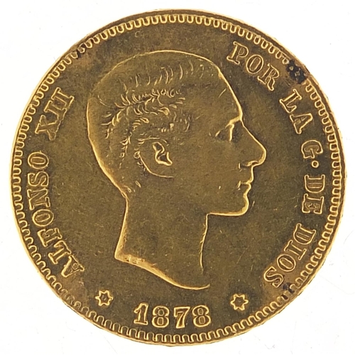 662 - Alfonso XII 1878 gold twenty five pesetas - this lot is sold without buyer’s premium, the hammer pri... 