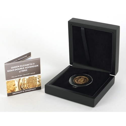 690 - Elizabeth II 2002 gold double sovereign by Hattons of London with case and certificate - this lot is... 