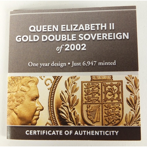 690 - Elizabeth II 2002 gold double sovereign by Hattons of London with case and certificate - this lot is... 