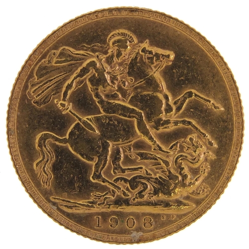 996 - Edward VII 1908 gold sovereign - this lot is sold without buyer’s premium, the hammer price is the p... 