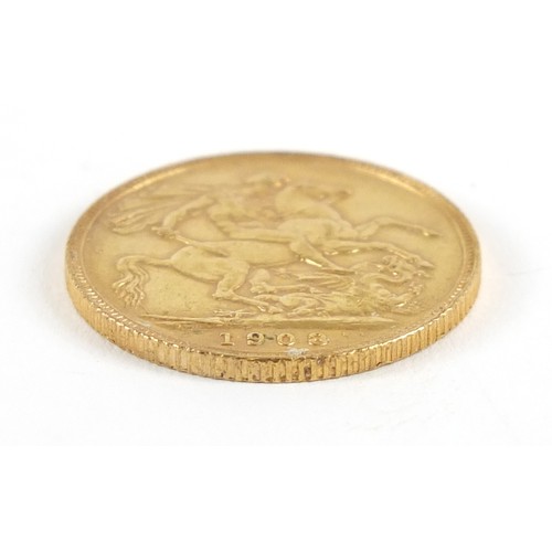 996 - Edward VII 1908 gold sovereign - this lot is sold without buyer’s premium, the hammer price is the p... 