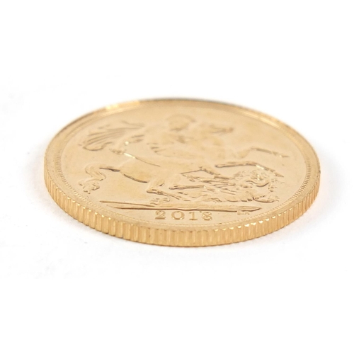 802 - Elizabeth II 2018 gold sovereign - this lot is sold without buyer’s premium, the hammer price is the... 