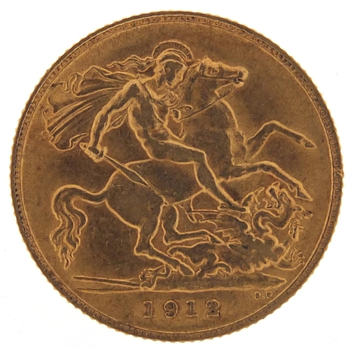 844 - George V 1912 gold half sovereign - this lot is sold without buyer’s premium, the hammer price is th... 