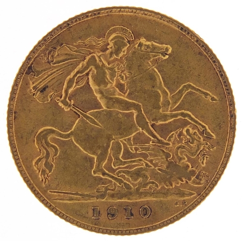 836 - Edward VII 1910 gold half sovereign - this lot is sold without buyer’s premium, the hammer price is ... 