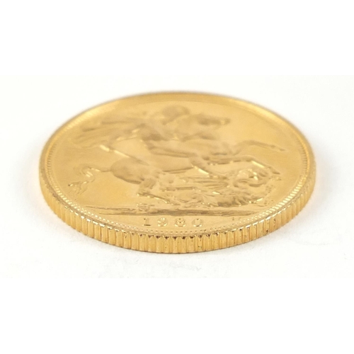 823 - Elizabeth II 1980 gold sovereign - this lot is sold without buyer’s premium, the hammer price is the... 