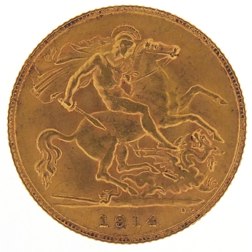 826 - George V 1914 gold half sovereign - this lot is sold without buyer’s premium, the hammer price is th... 