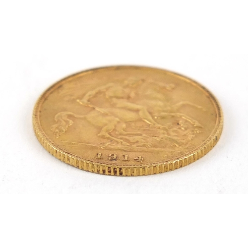 826 - George V 1914 gold half sovereign - this lot is sold without buyer’s premium, the hammer price is th... 