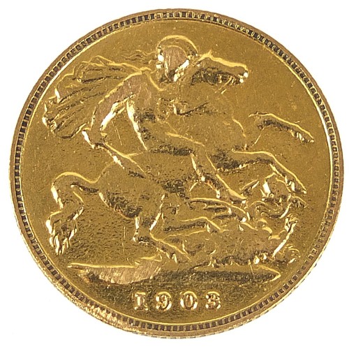 838 - Edward VII 1903 gold half sovereign - this lot is sold without buyer’s premium, the hammer price is ... 