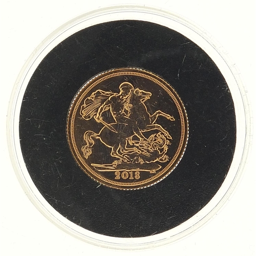 837 - Elizabeth II 2018 gold sovereign with capsule - this lot is sold without buyer’s premium, the hammer... 