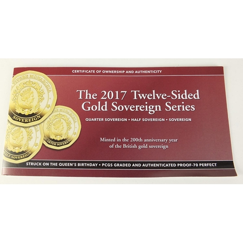 835 - Elizabeth II 2017 twelve sided Gold Sovereign series by Hattons of London with case and certificate,... 