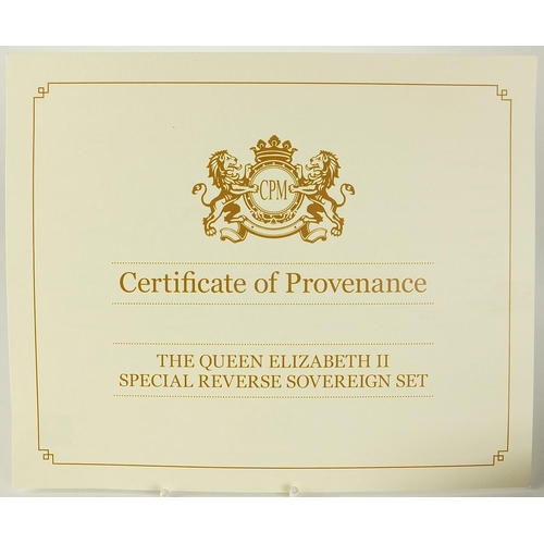 850 - Queen Elizabeth II Special Reserve sovereign set with case and certificate comprising five Elizabeth... 
