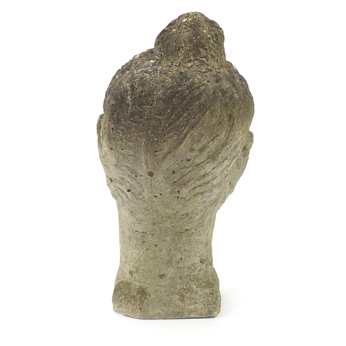 2588 - Garden stoneware bust of a Buddha's head, 41.5cm high