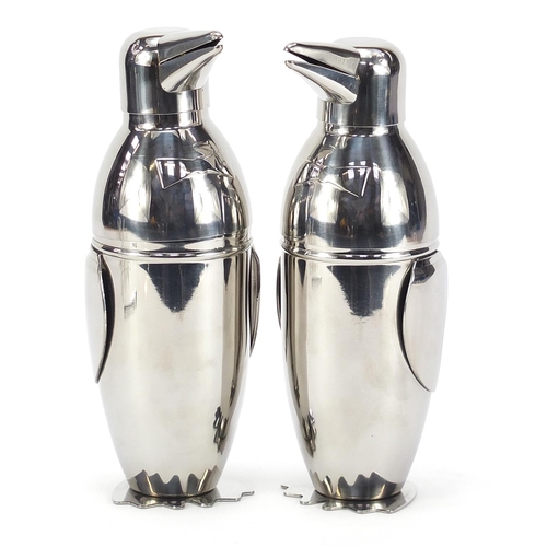 1935 - Pair of novelty Art Deco design penguin cocktail shakers, 23cm high