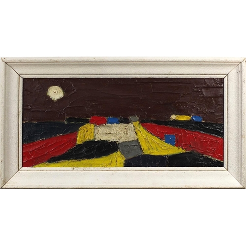 1792 - Abstract composition, Russian school impasto oil on canvas, mounted and framed, 63cm x 28.5cm exclud... 