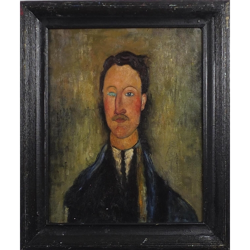 187 - Head and shoulders portrait of a gentleman, Italian school oil on board, mounted and framed, 50cm x ... 