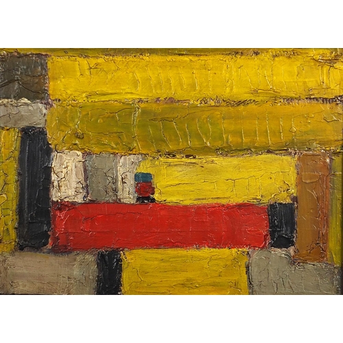 1772 - Abstract composition, geometric shapes, impasto oil on board, mounted and framed, 50.5cm x 37cm excl... 