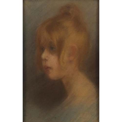 1737 - Portrait of a young girl, 19th century French school pastel, inscribed verso, mounted, framed and gl... 