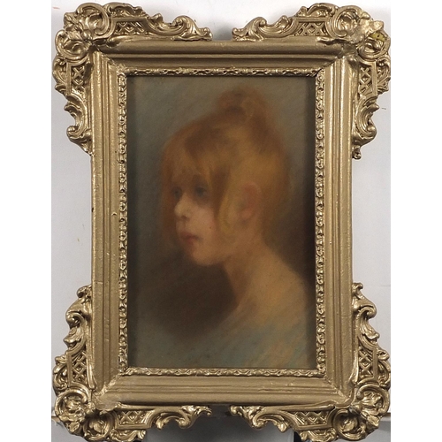 1737 - Portrait of a young girl, 19th century French school pastel, inscribed verso, mounted, framed and gl... 