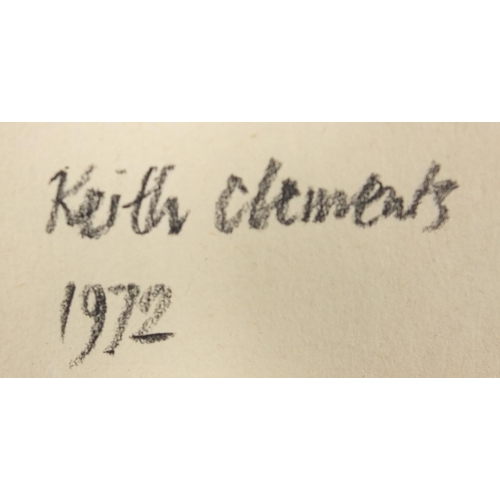 718 - Keith Clements 1972 - Trees, set of three crayon drawings, details verso, mounted, framed and glazed... 