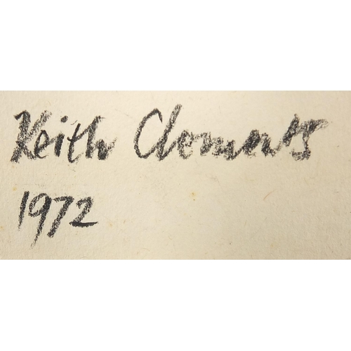 718 - Keith Clements 1972 - Trees, set of three crayon drawings, details verso, mounted, framed and glazed... 