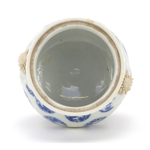 157 - Japanese Hirado porcelain koro with cover, hand painted with flowers, character marks to the base, 1... 