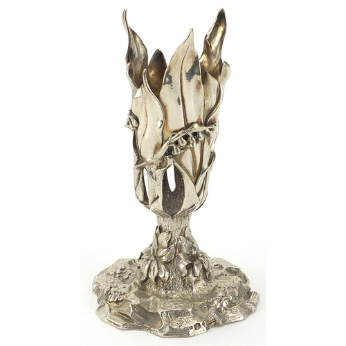 814 - Elkington & Co, aesthetic silver plated single epergne, 14.5cm high