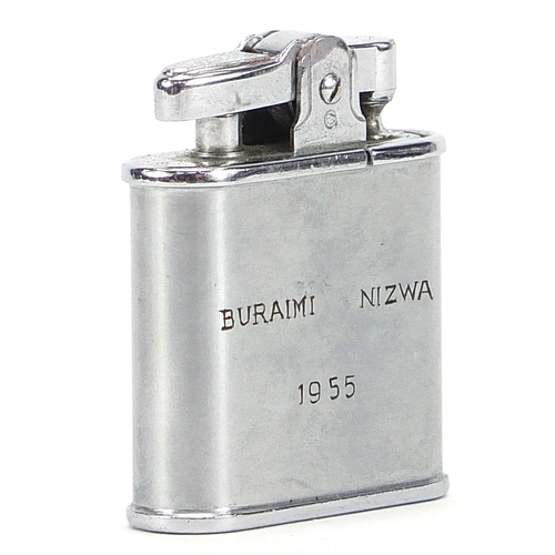 1957 - Military interest Ronson lighter engraved Buraini NRZ 1955, 5.5cm high