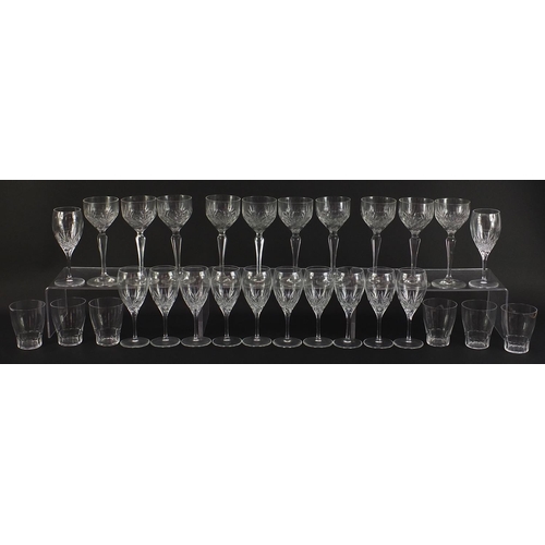 2039 - Cut glassware including set of fourteen wine glasses and six drinking glasses, the largest each 17cm... 