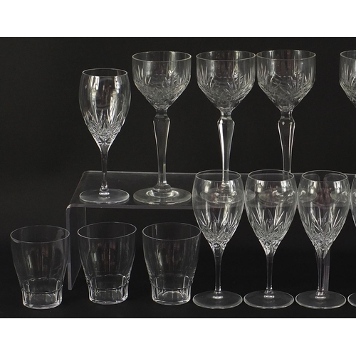 2039 - Cut glassware including set of fourteen wine glasses and six drinking glasses, the largest each 17cm... 