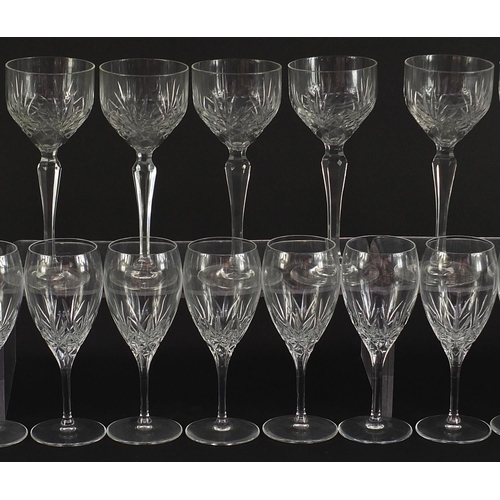 2039 - Cut glassware including set of fourteen wine glasses and six drinking glasses, the largest each 17cm... 